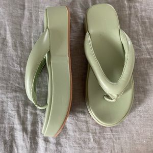 Chunky green flip flops ASOS